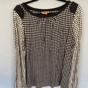 Tory Burch long sleeved black and white blouse